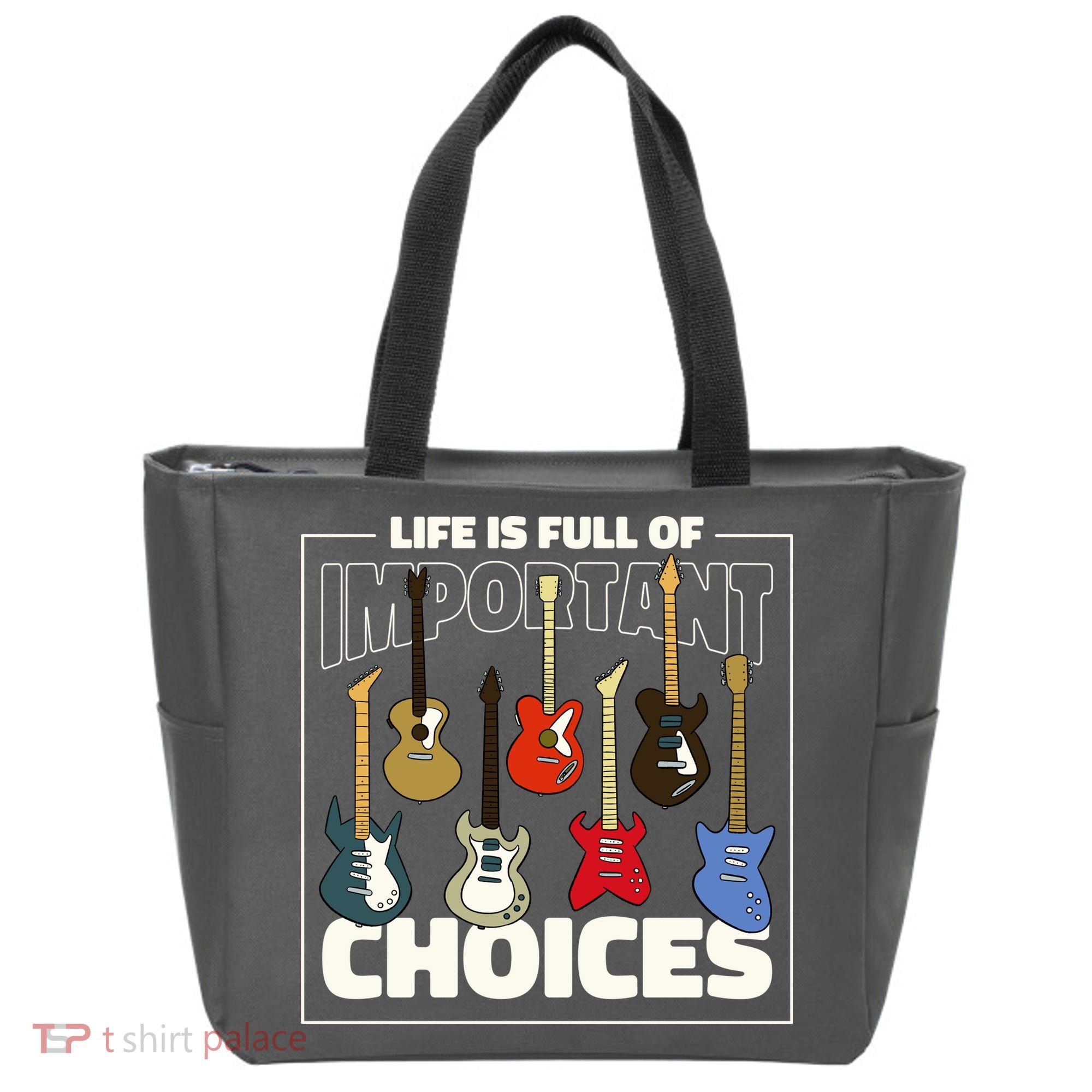 Guitar Nut Funny Life Is Full Of Important Choices Tote Bag