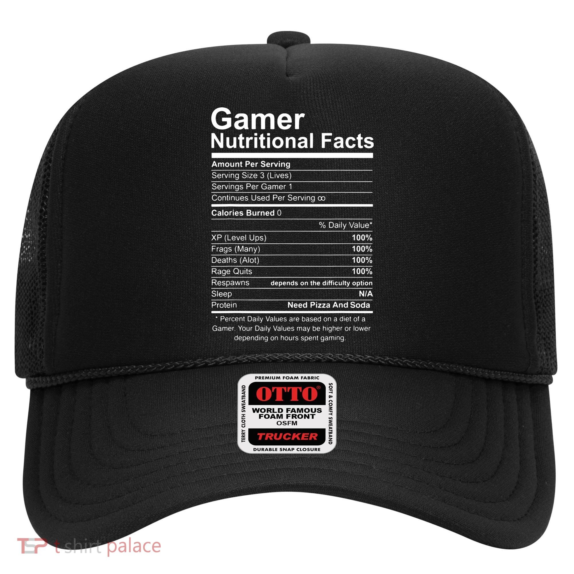 Gamer Nutritional Facts Cool Gamer Video Game Funny Hat