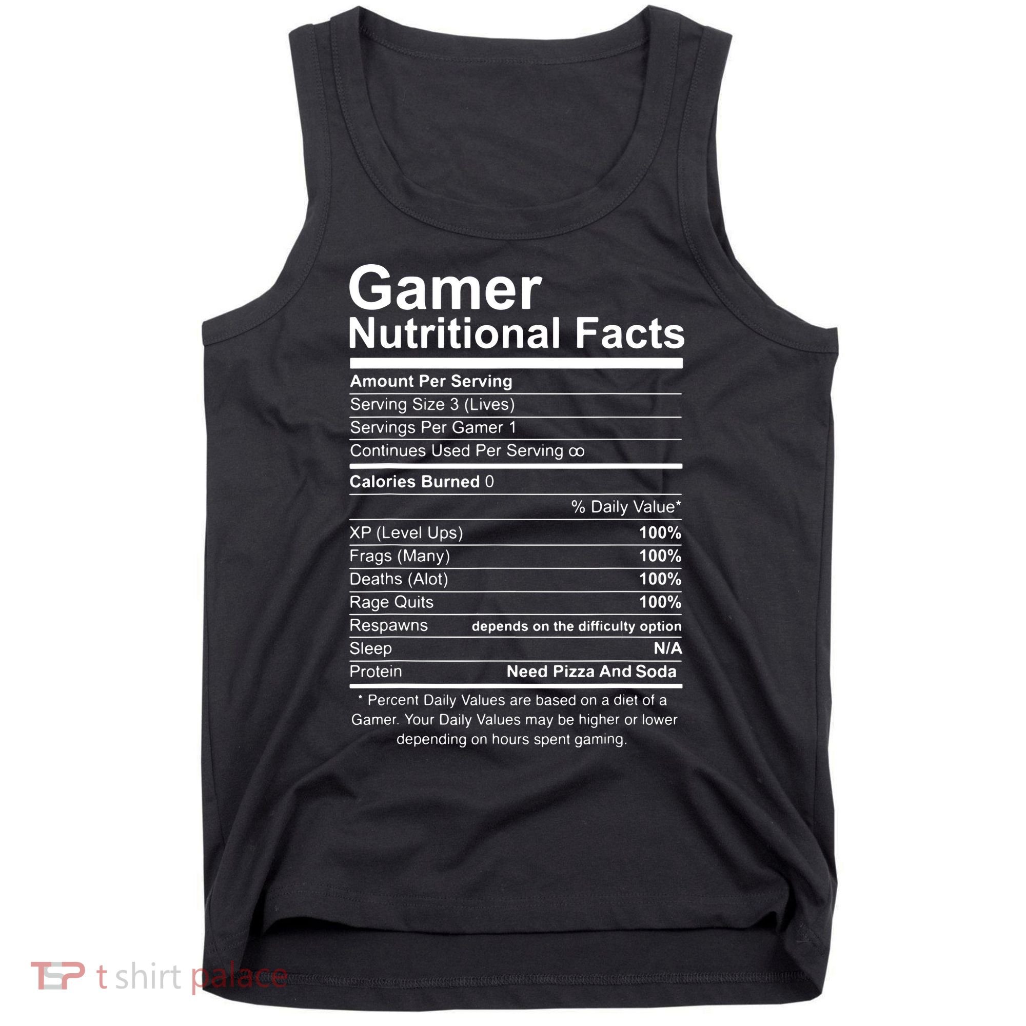 Gamer Nutritional Facts Cool Gamer Video Game Funny Tank Top