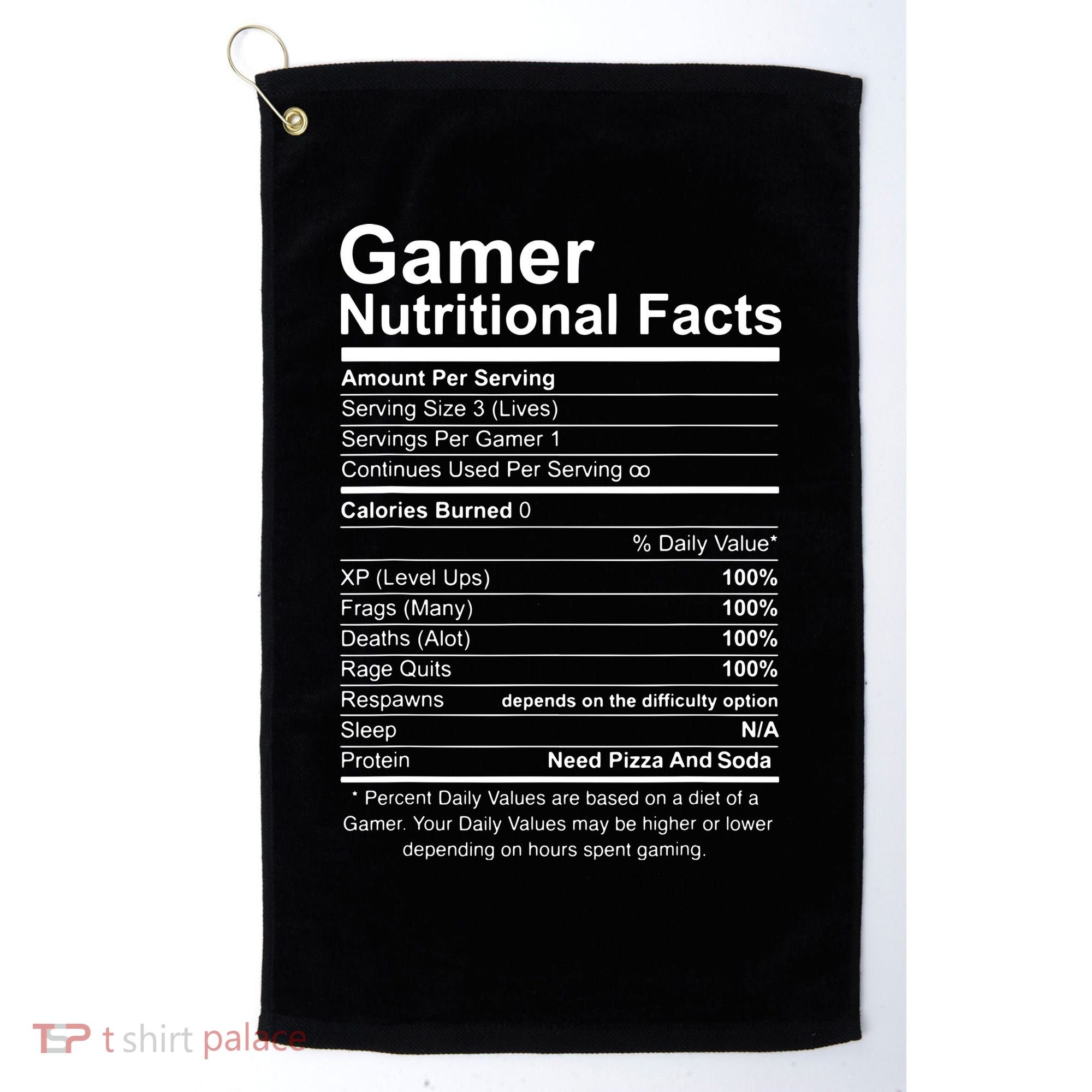Gamer Nutritional Facts Cool Gamer Video Game Funny Golf Towel