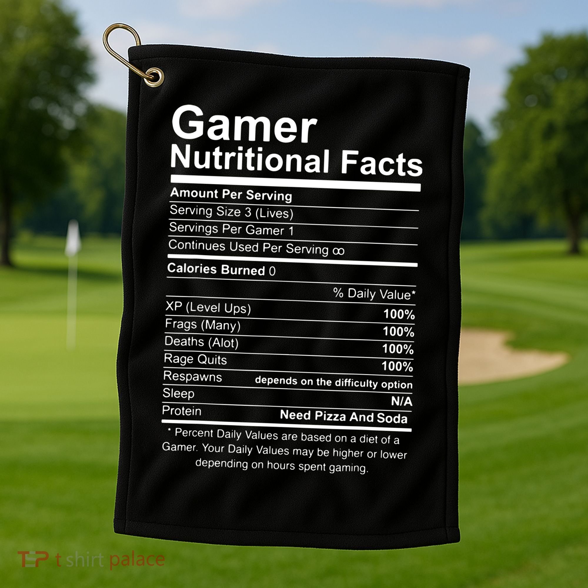Gamer Nutritional Facts Cool Gamer Video Game Funny Golf Towel