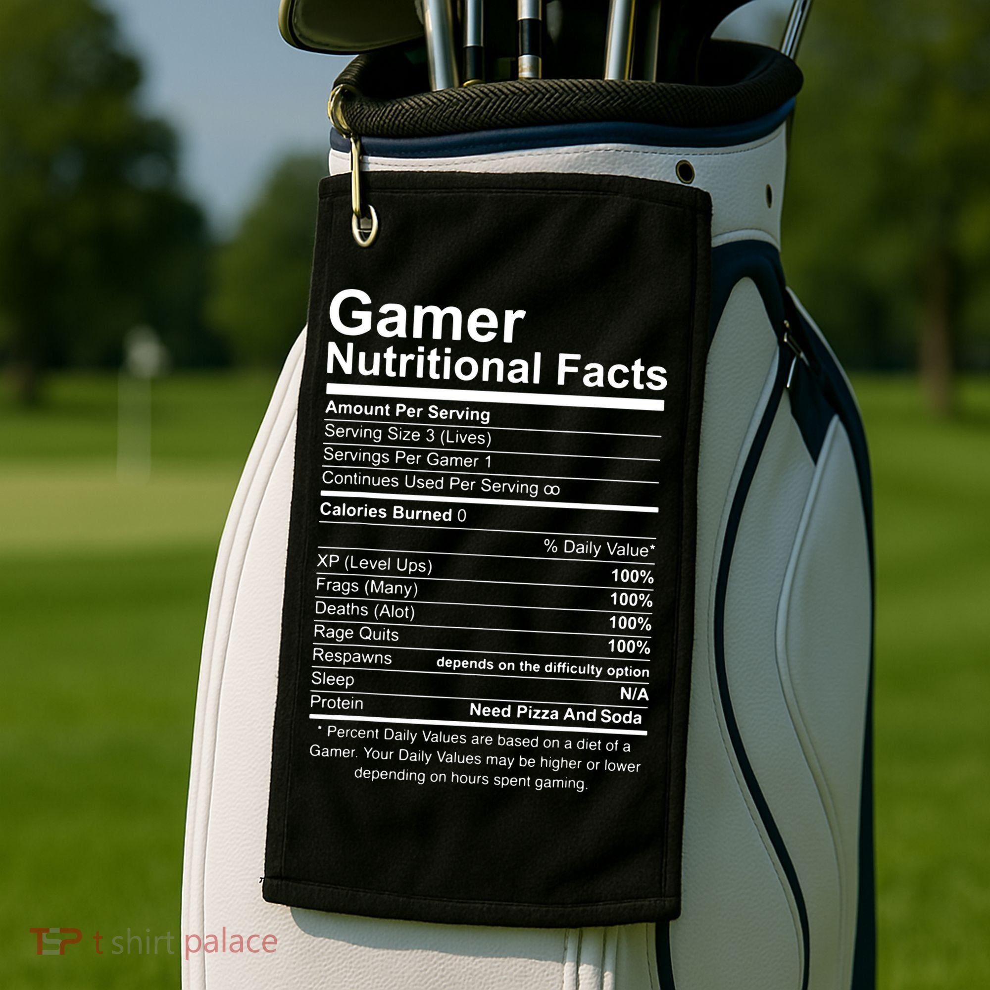Gamer Nutritional Facts Cool Gamer Video Game Funny Golf Towel
