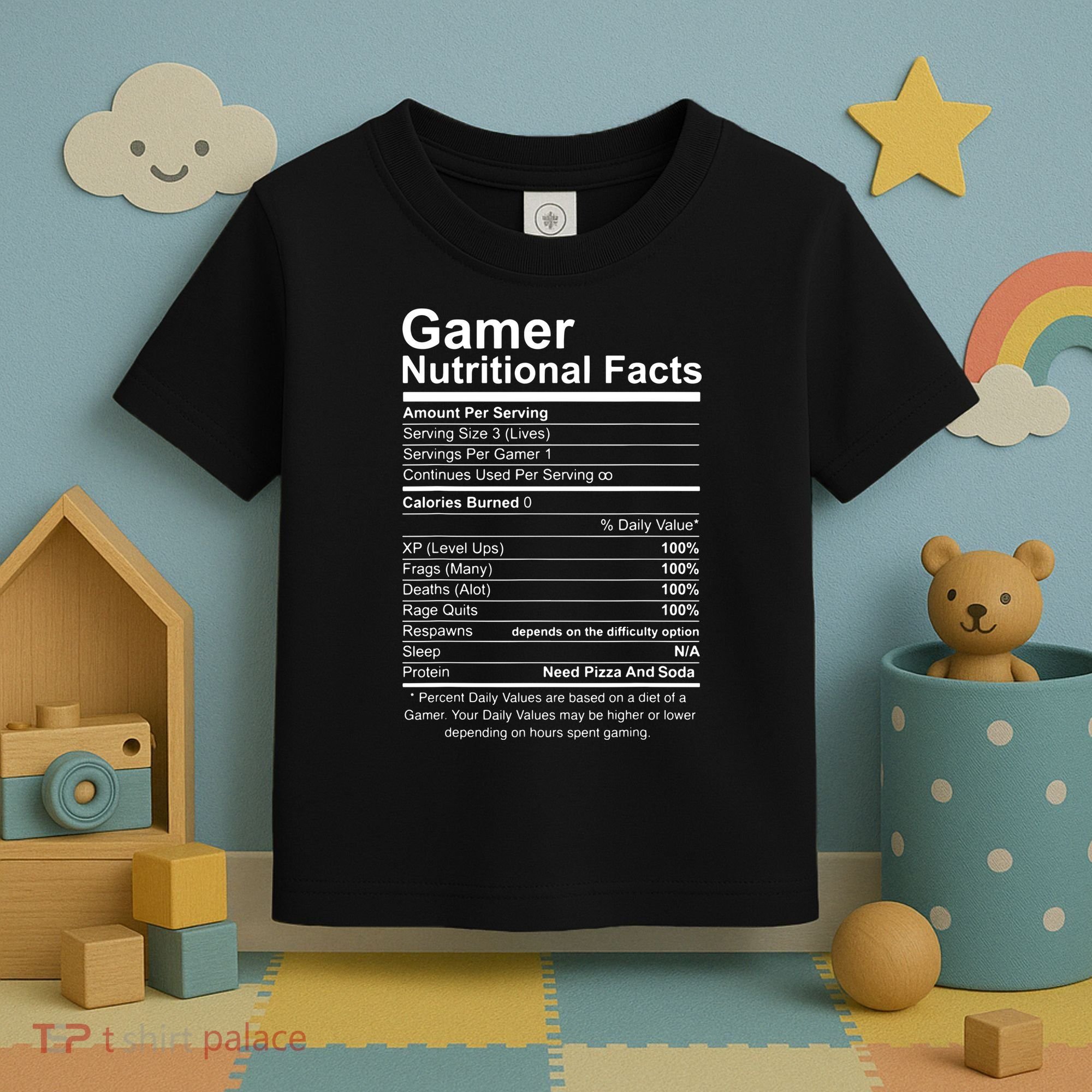 Gamer Nutritional Facts Cool Gamer Video Game Funny Toddler T-Shirt