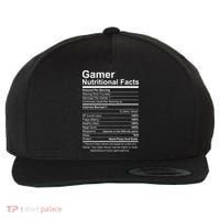 Gamer Nutritional Facts Cool Gamer Video Game Funny Wool Snapback Cap thumb 0