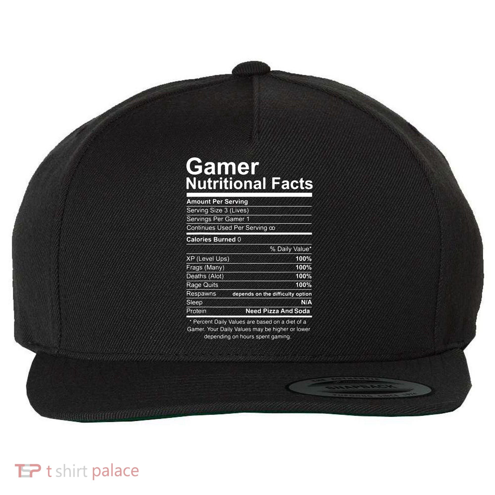 Gamer Nutritional Facts Cool Gamer Video Game Funny Wool Snapback Cap