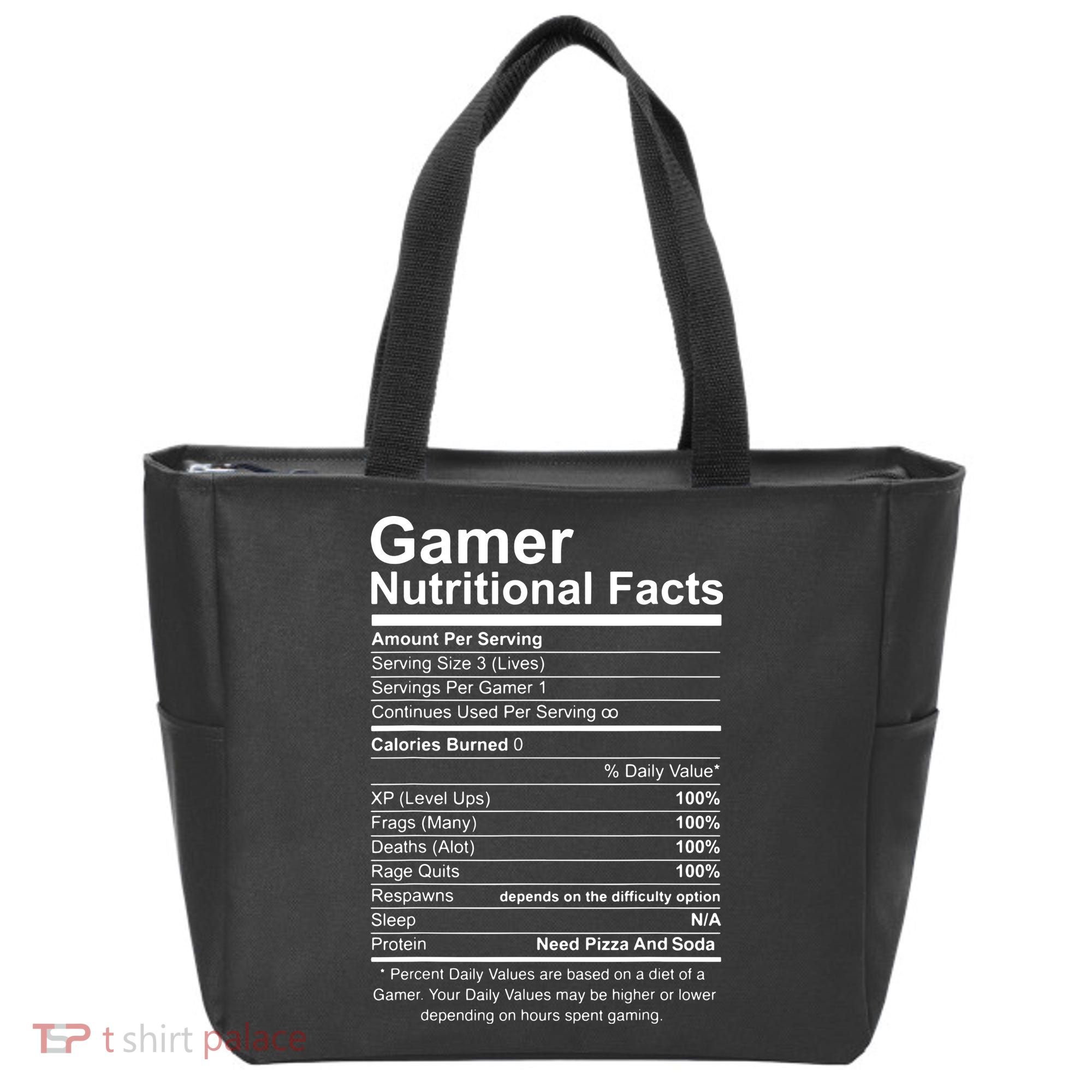 Gamer Nutritional Facts Cool Gamer Video Game Funny Tote Bag