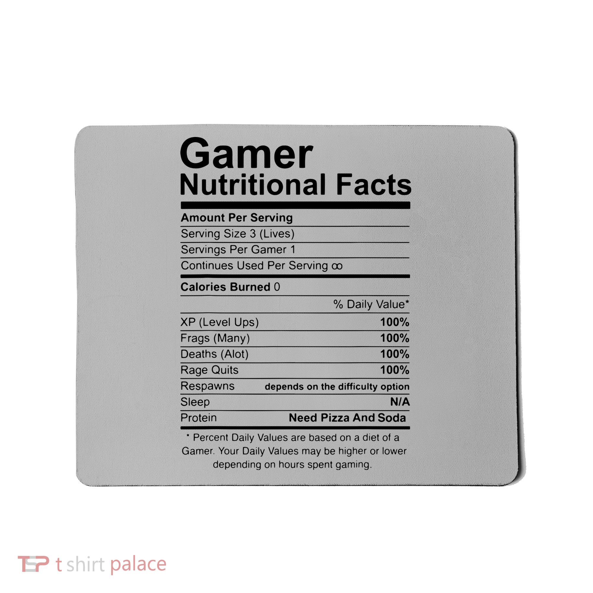 Gamer Nutritional Facts Cool Gamer Video Game Funny Mousepad