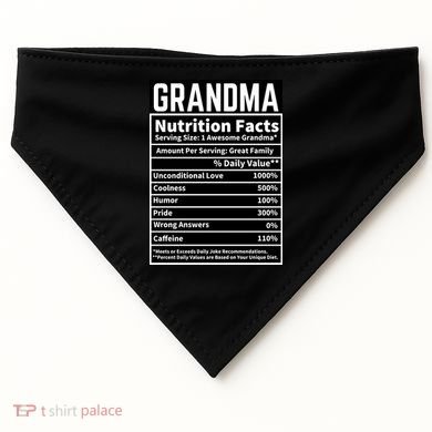 Grandma Nutrition Facts USA-Made Doggie Bandana