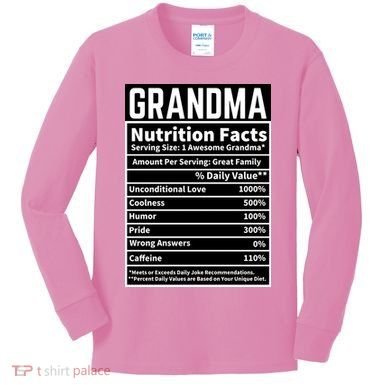 Grandma Nutrition Facts Kids Long Sleeve Shirt