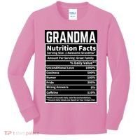 Grandma Nutrition Facts Kids Long Sleeve Shirt thumb 0