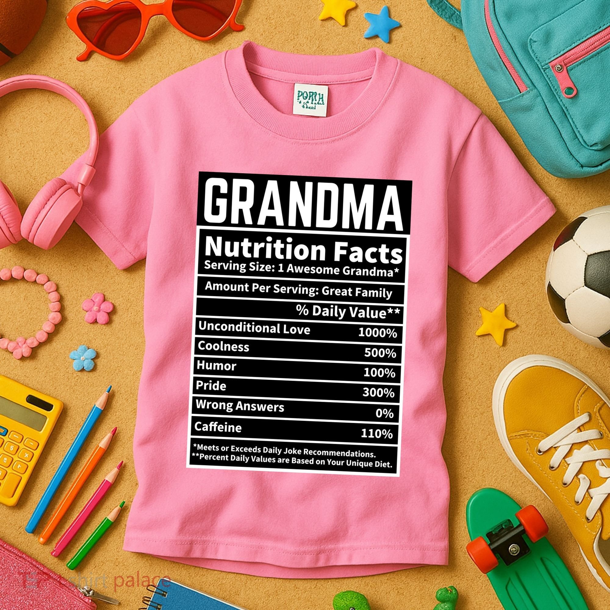 Grandma Nutrition Facts Kids T-Shirt