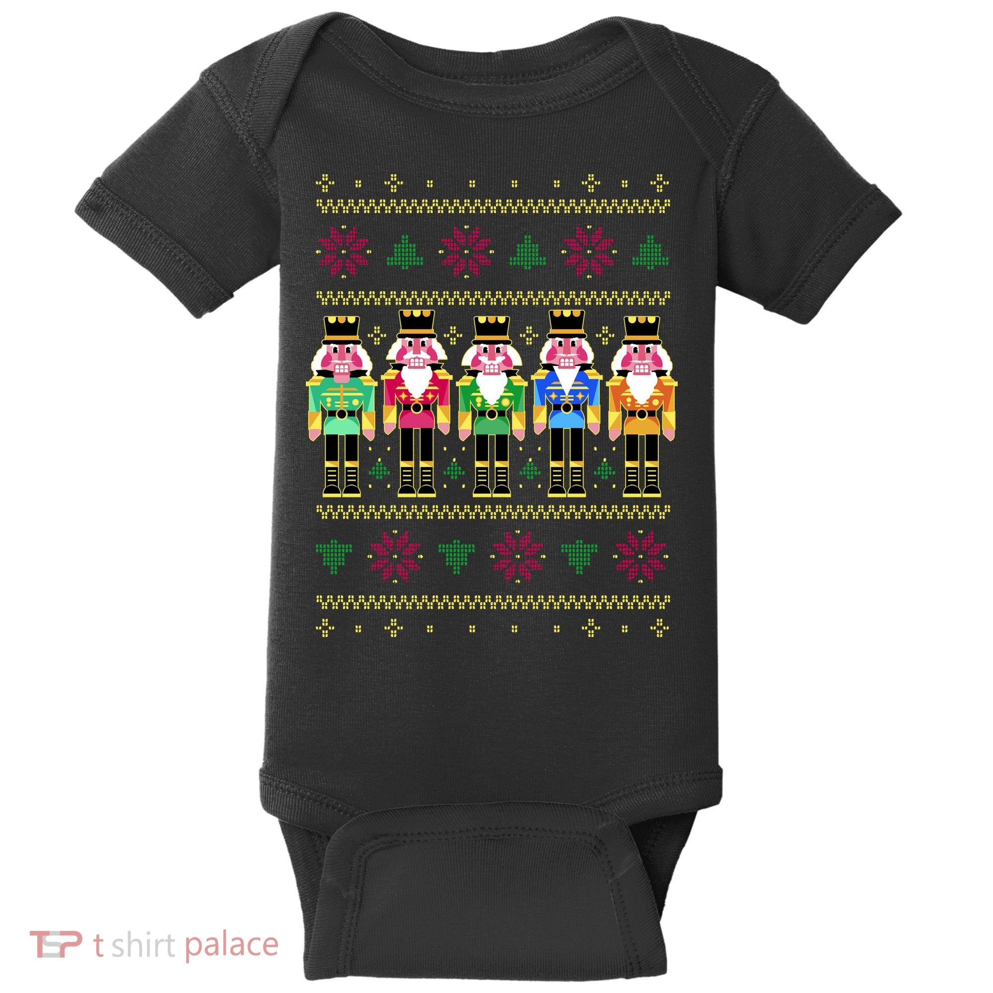 Golden Nutcracker Funny Jolly & Merry Ugly Christmas Baby Bodysuit