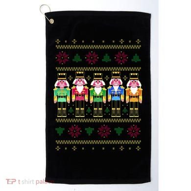 Golden Nutcracker Funny Jolly & Merry Ugly Christmas Golf Towel