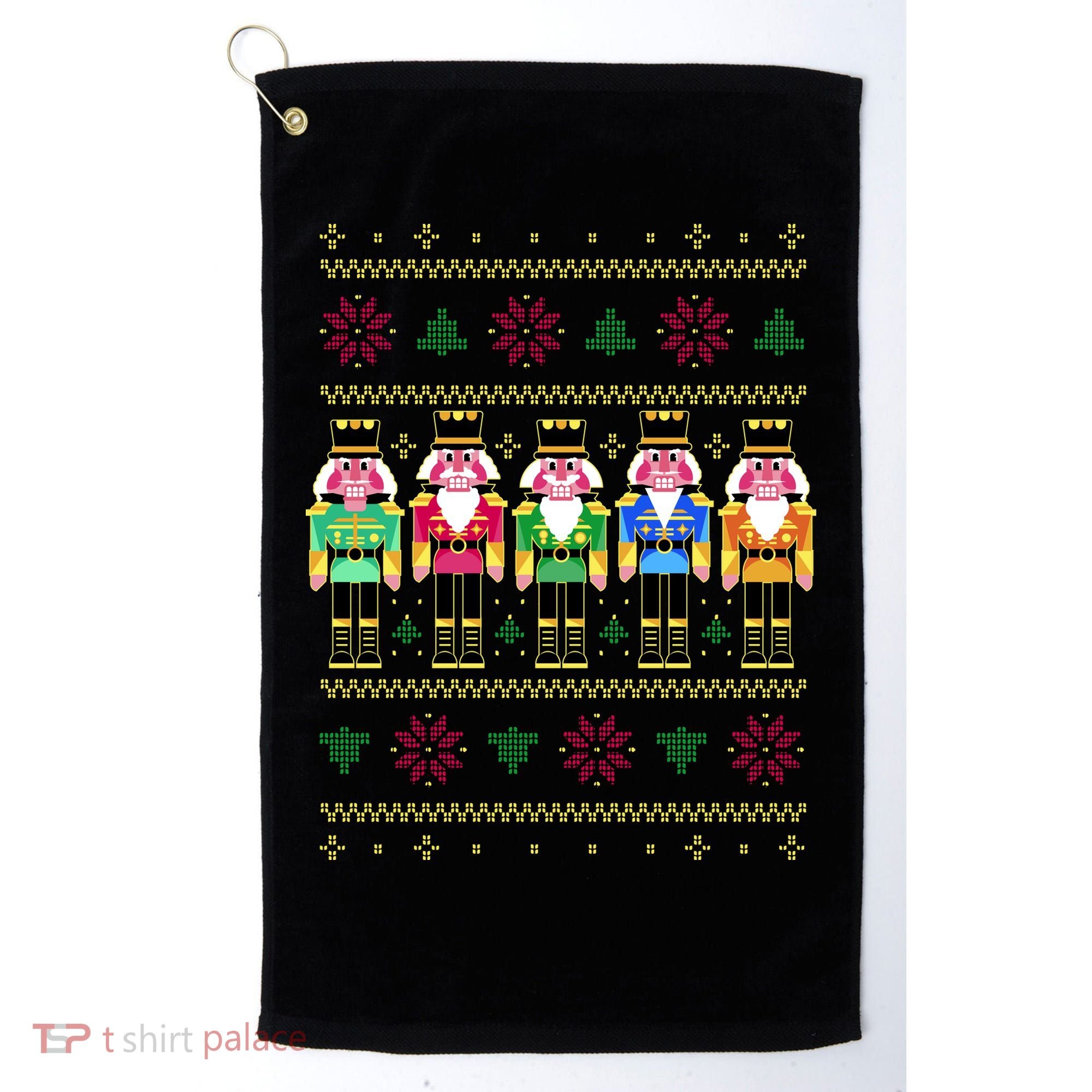 Golden Nutcracker Funny Jolly & Merry Ugly Christmas Golf Towel