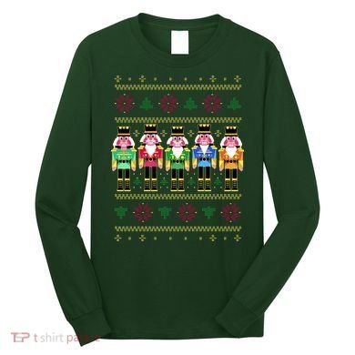 Golden Nutcracker Funny Jolly & Merry Ugly Christmas Long Sleeve Shirt