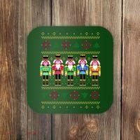 Golden Nutcracker Funny Jolly & Merry Ugly Christmas Coaster thumb 0