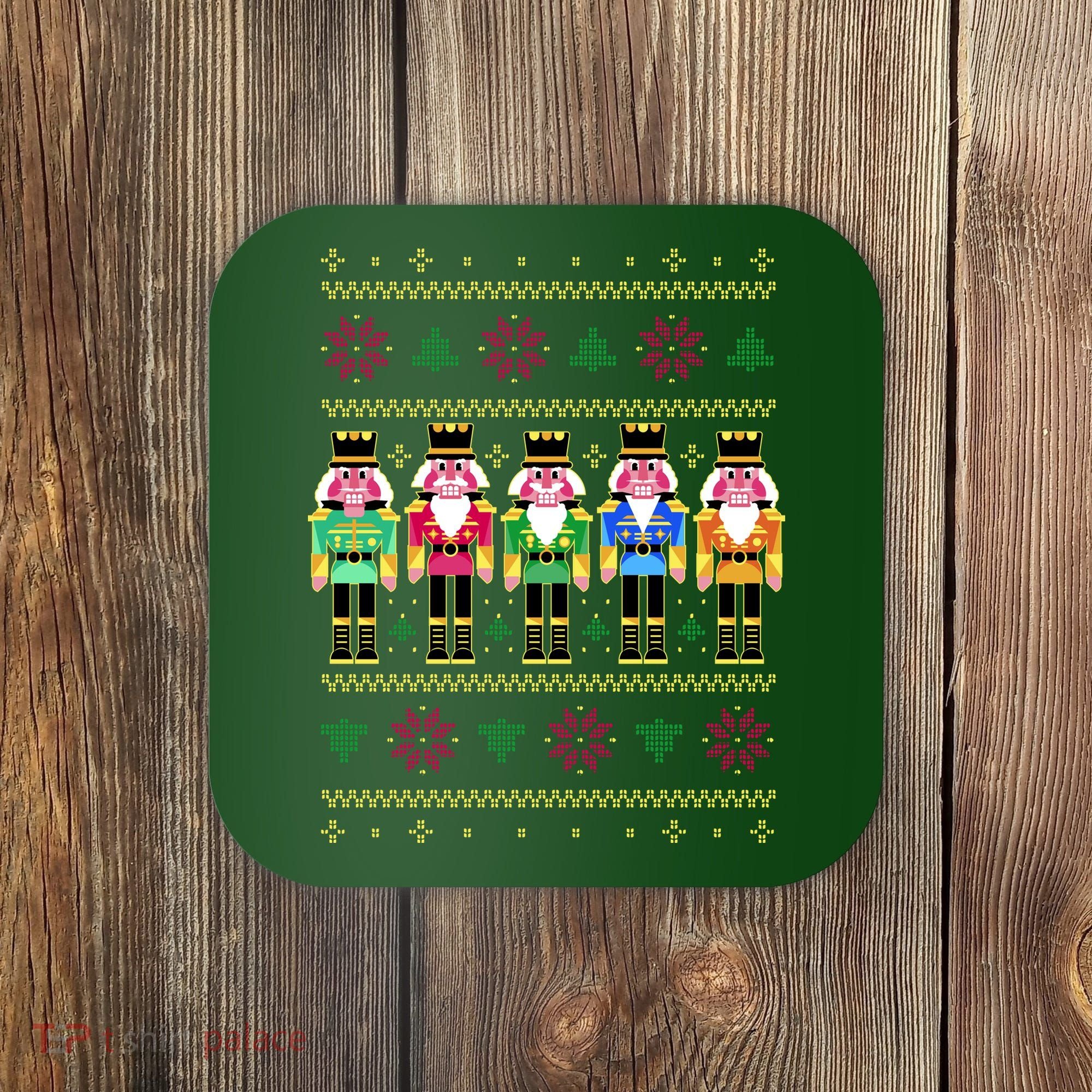 Golden Nutcracker Funny Jolly & Merry Ugly Christmas Coaster