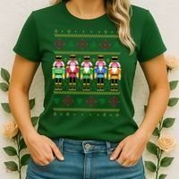 Golden Nutcracker Funny Jolly & Merry Ugly Christmas Women's T-Shirt thumb 2