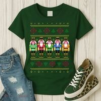 Golden Nutcracker Funny Jolly & Merry Ugly Christmas Women's T-Shirt thumb 3
