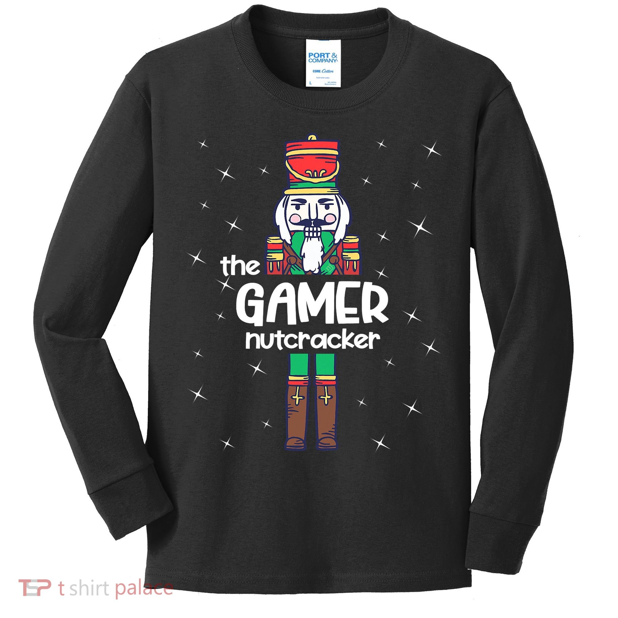 Gamer Nutcracker Family Matching Funny Pajama Kids Long Sleeve Shirt