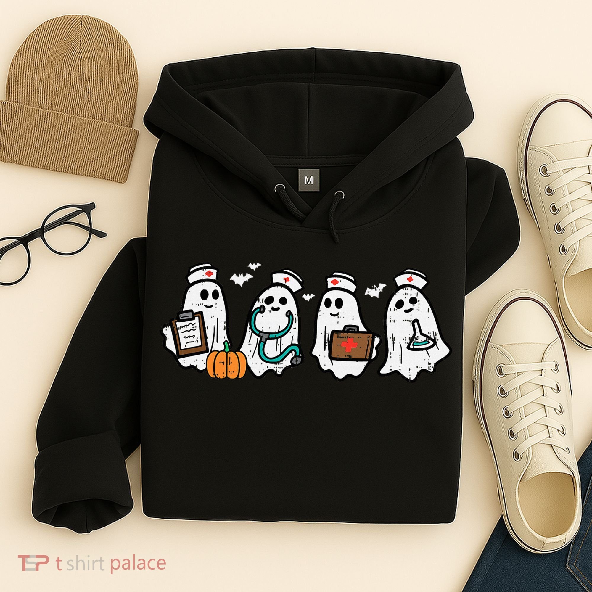 Ghost Nurses Halloween Crew Funny Costume Scrub Top Hoodie