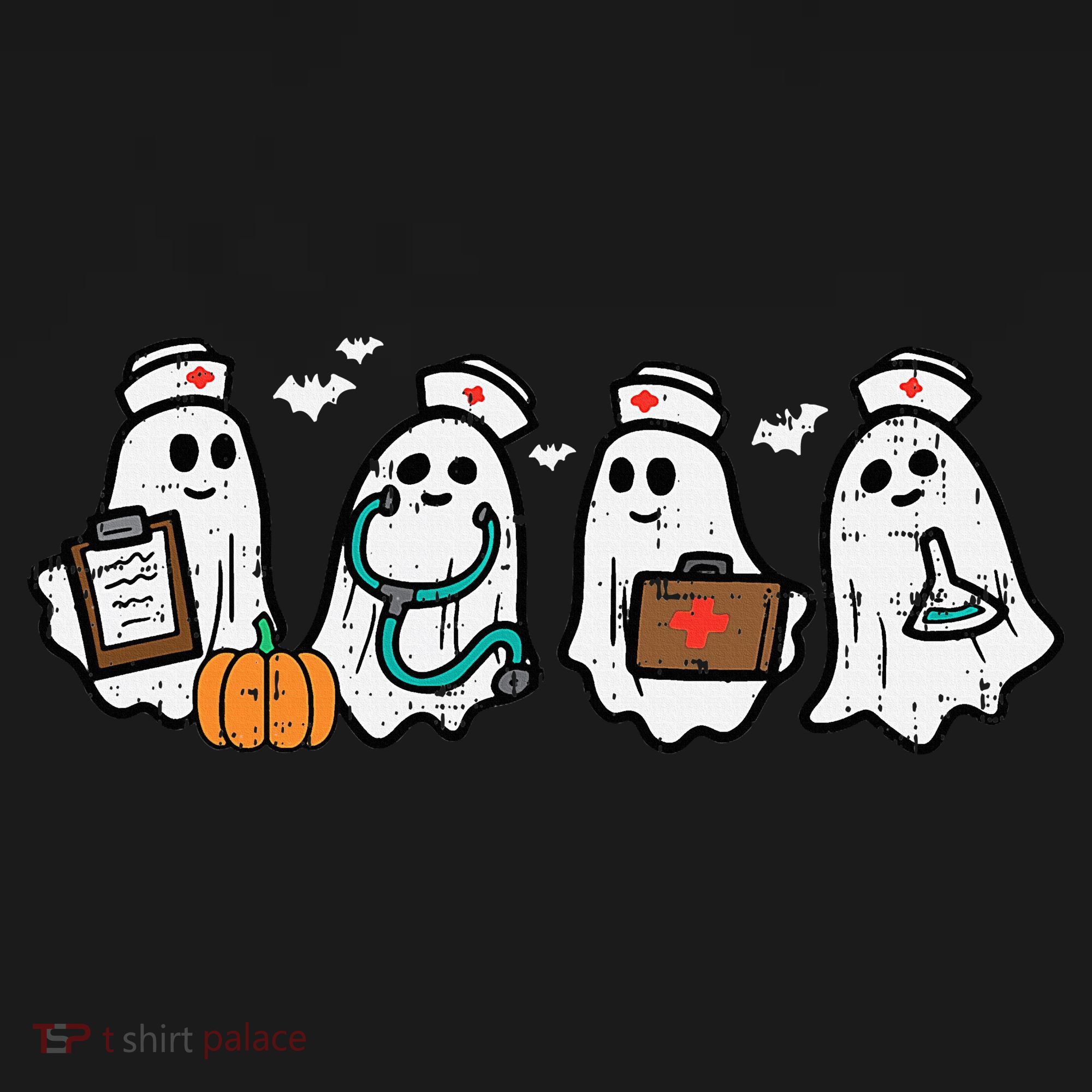 Ghost Nurses Halloween Crew Funny Costume Scrub Top Hoodie