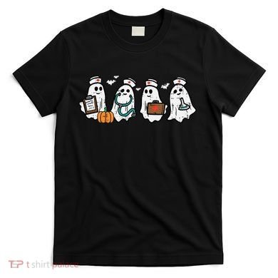 Ghost Nurses Halloween Crew Funny Costume Scrub Top T-Shirt