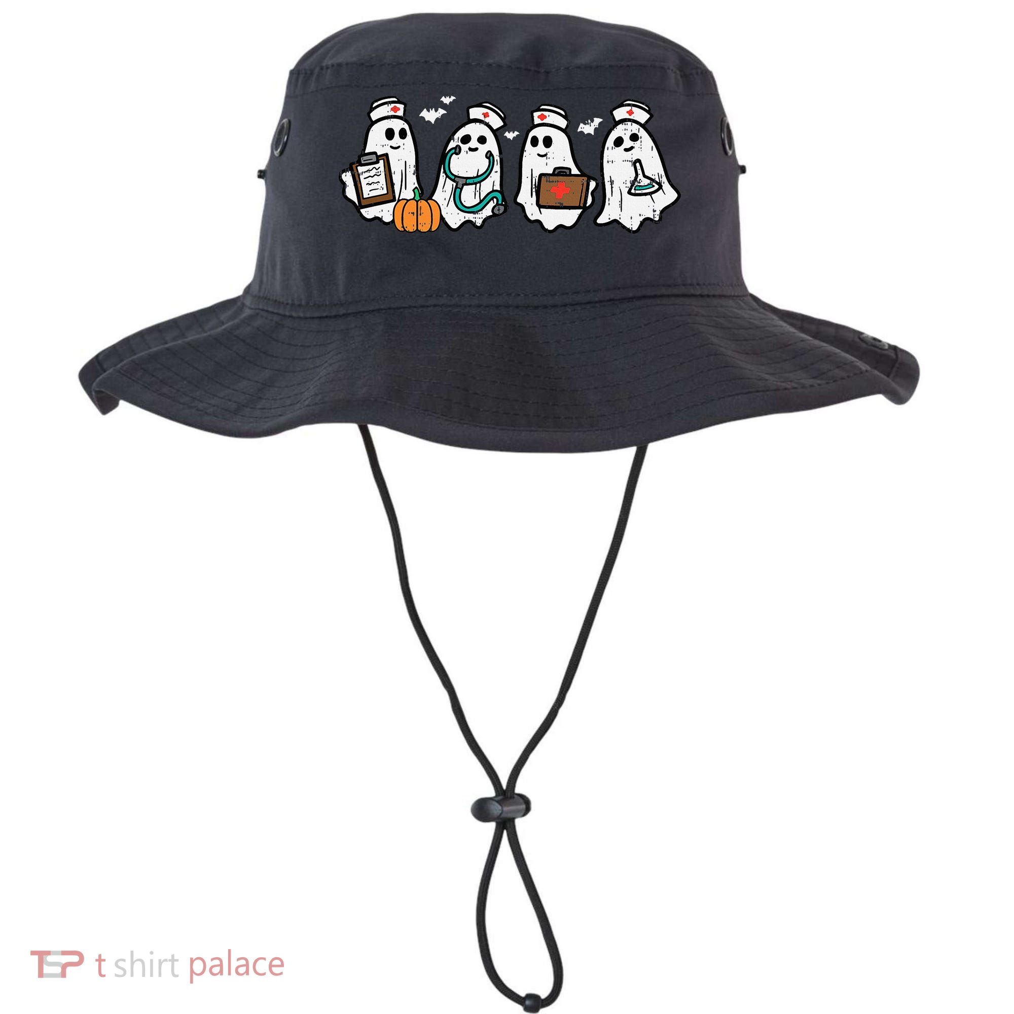 Ghost Nurses Halloween Crew Funny Costume Scrub Top Bucket Hat