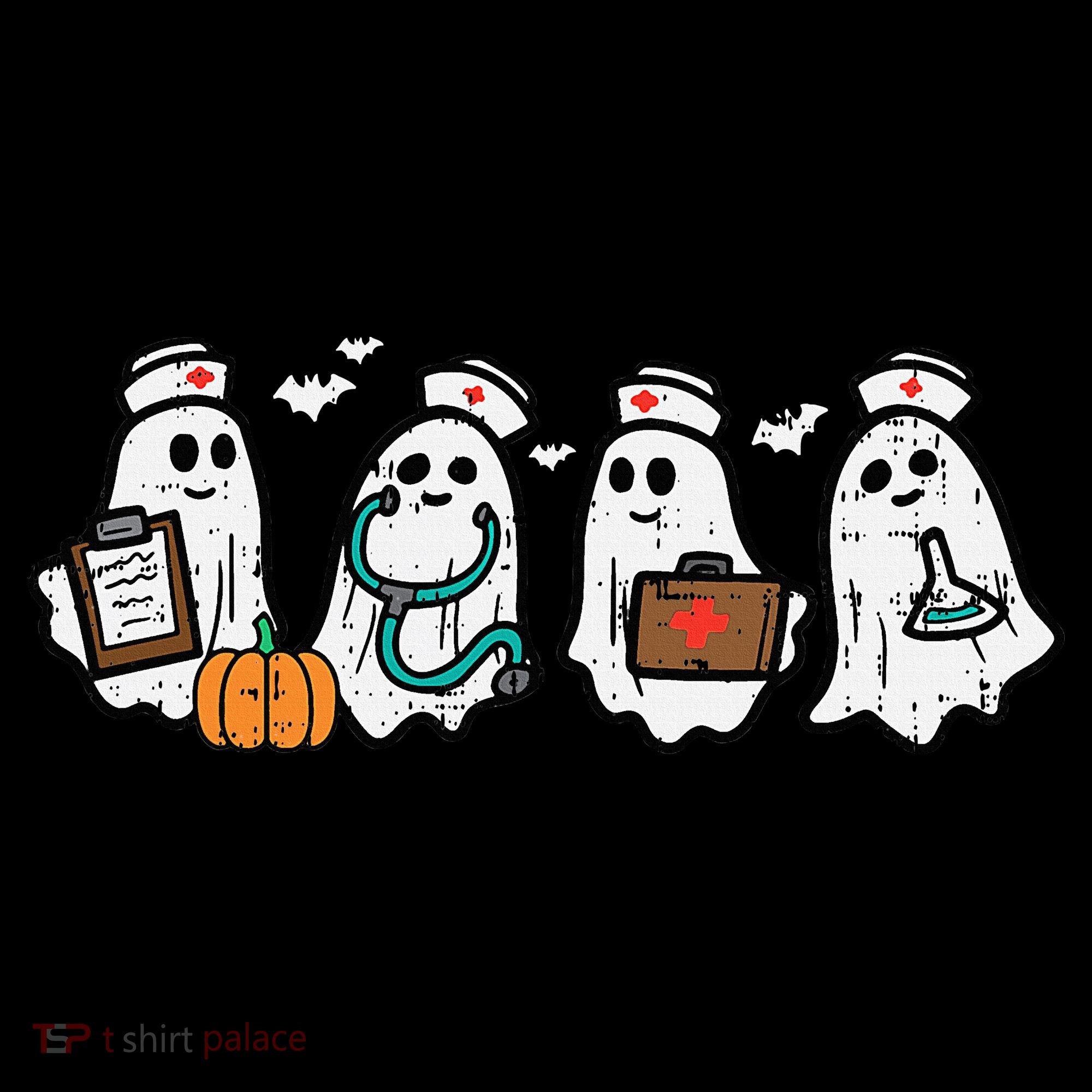 Ghost Nurses Halloween Crew Funny Costume Scrub Top Women's Hoodie