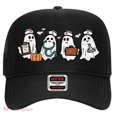 Ghost Nurses Halloween Crew Funny Costume Scrub Top Hat