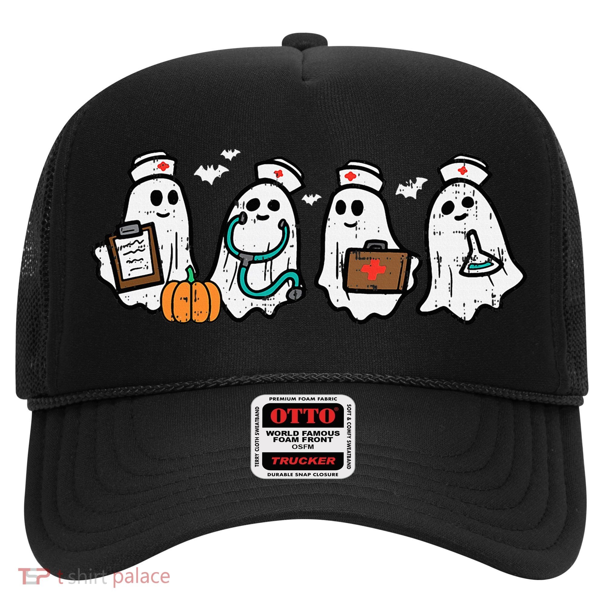 Ghost Nurses Halloween Crew Funny Costume Scrub Top Hat