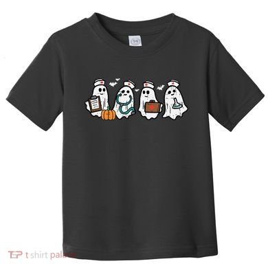 Ghost Nurses Halloween Crew Funny Costume Scrub Top Toddler T-Shirt