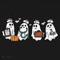 Ghost Nurses Halloween Crew Funny Costume Scrub Top Visor thumb 3
