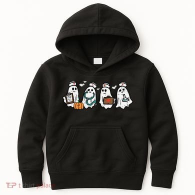 Ghost Nurses Halloween Crew Funny Costume Scrub Top Kids Hoodie