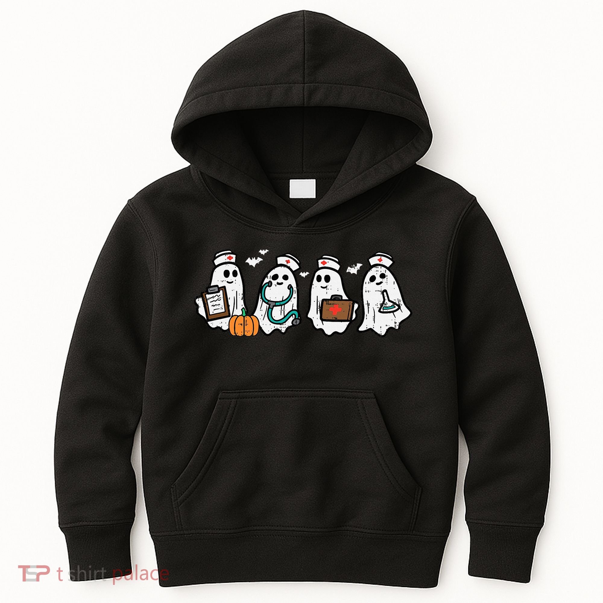 Ghost Nurses Halloween Crew Funny Costume Scrub Top Kids Hoodie