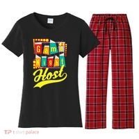 Game Night Host Family Board Game Trivia Night Women's Flannel Pajama Set thumb 0