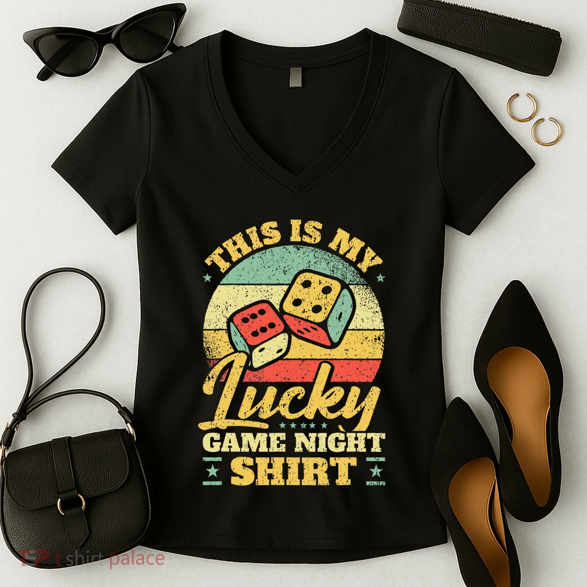 Game Night Host I Lucky Board Game Night Women's V-Neck T-Shirt
