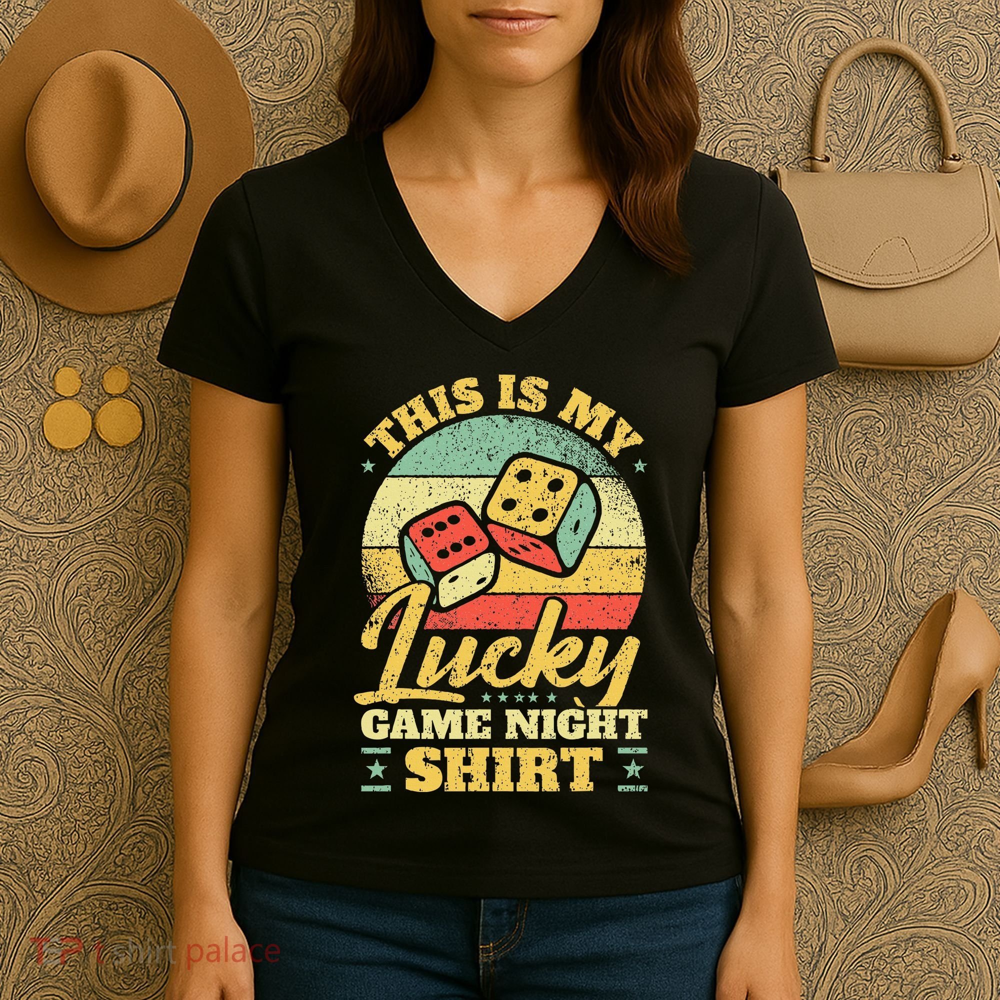 Game Night Host I Lucky Board Game Night Women's V-Neck T-Shirt