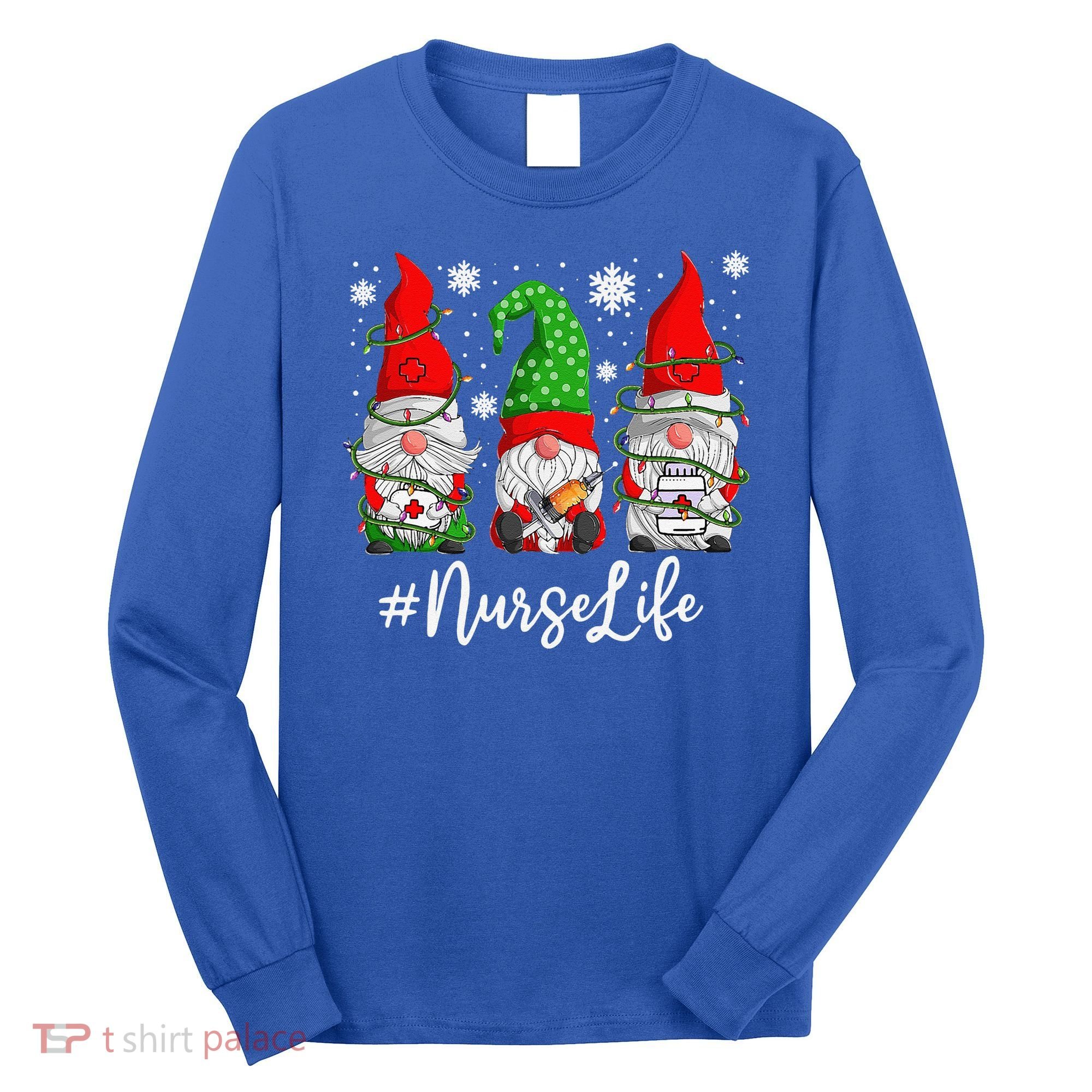 Gnomes Nurse Life Funny Christmas Holiday Funny Long Sleeve Shirt