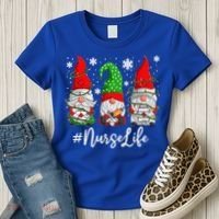 Gnomes Nurse Life Funny Christmas Holiday Funny Women's T-Shirt thumb 3