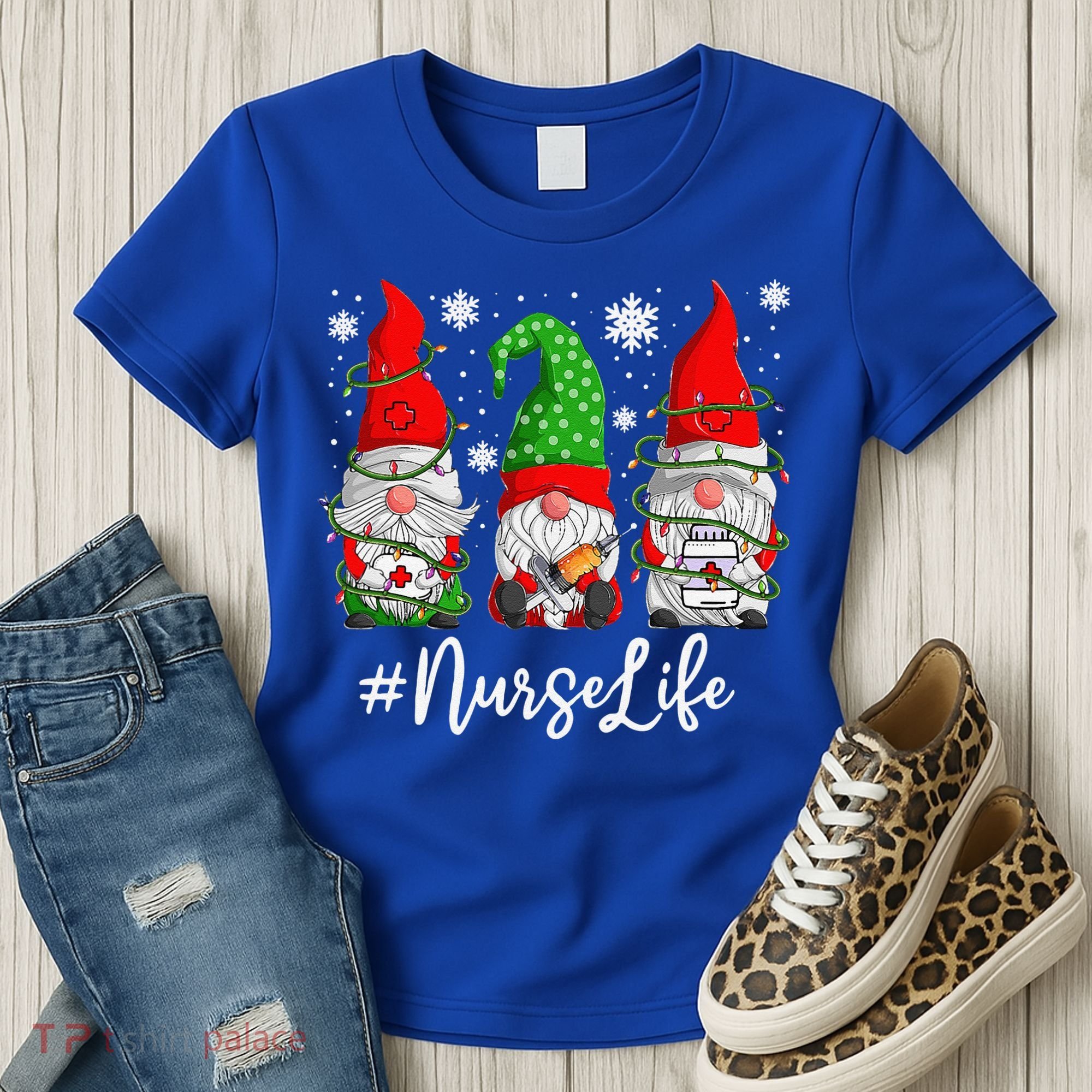 Gnomes Nurse Life Funny Christmas Holiday Funny Women's T-Shirt