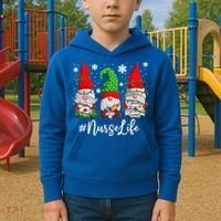Gnomes Nurse Life Funny Christmas Holiday Funny Kids Hoodie thumb 2