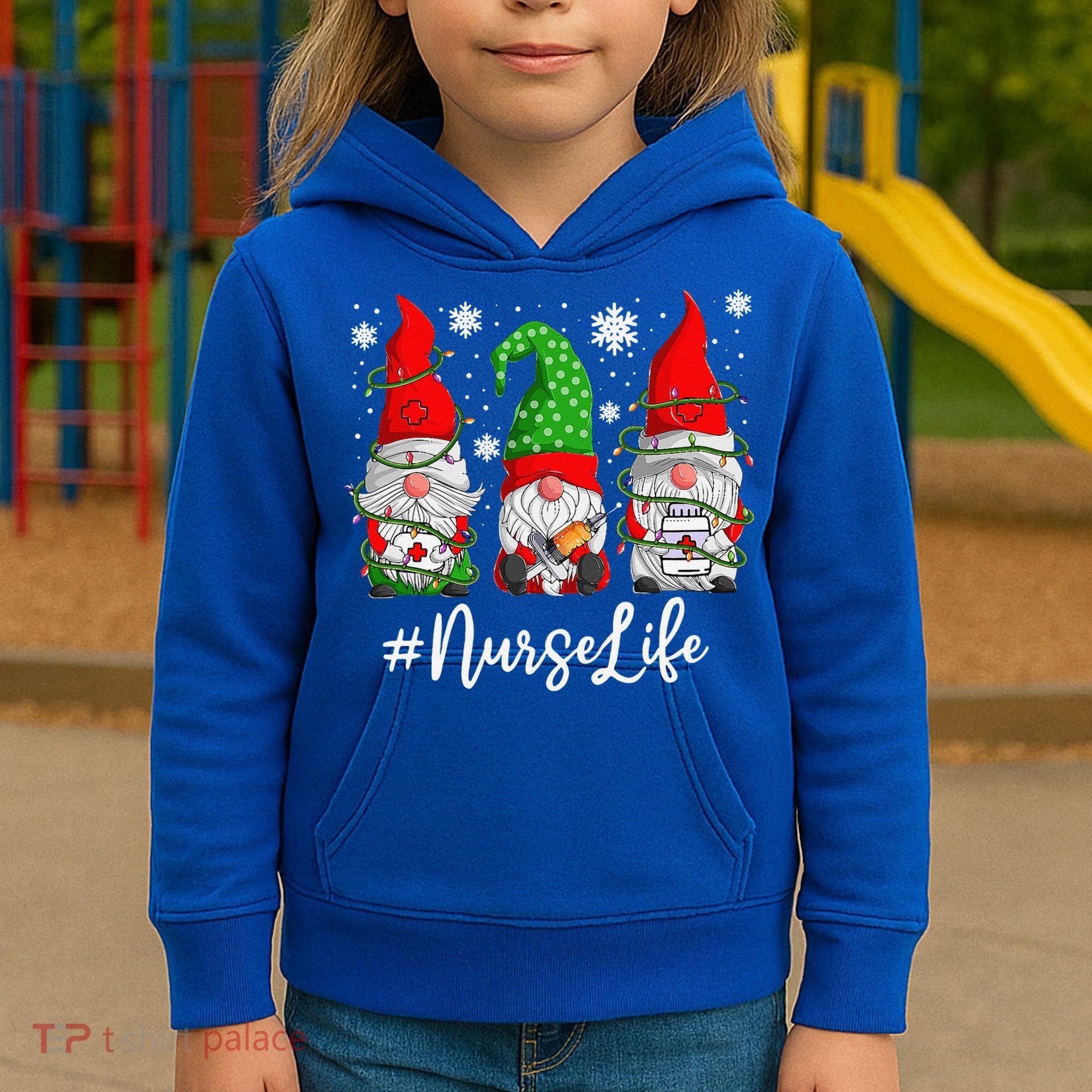 Gnomes Nurse Life Funny Christmas Holiday Funny Kids Hoodie