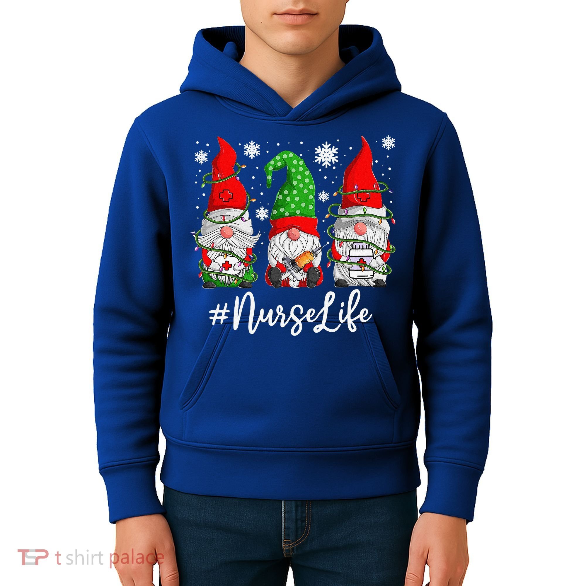 Gnomes Nurse Life Funny Christmas Holiday Funny Kids Hoodie