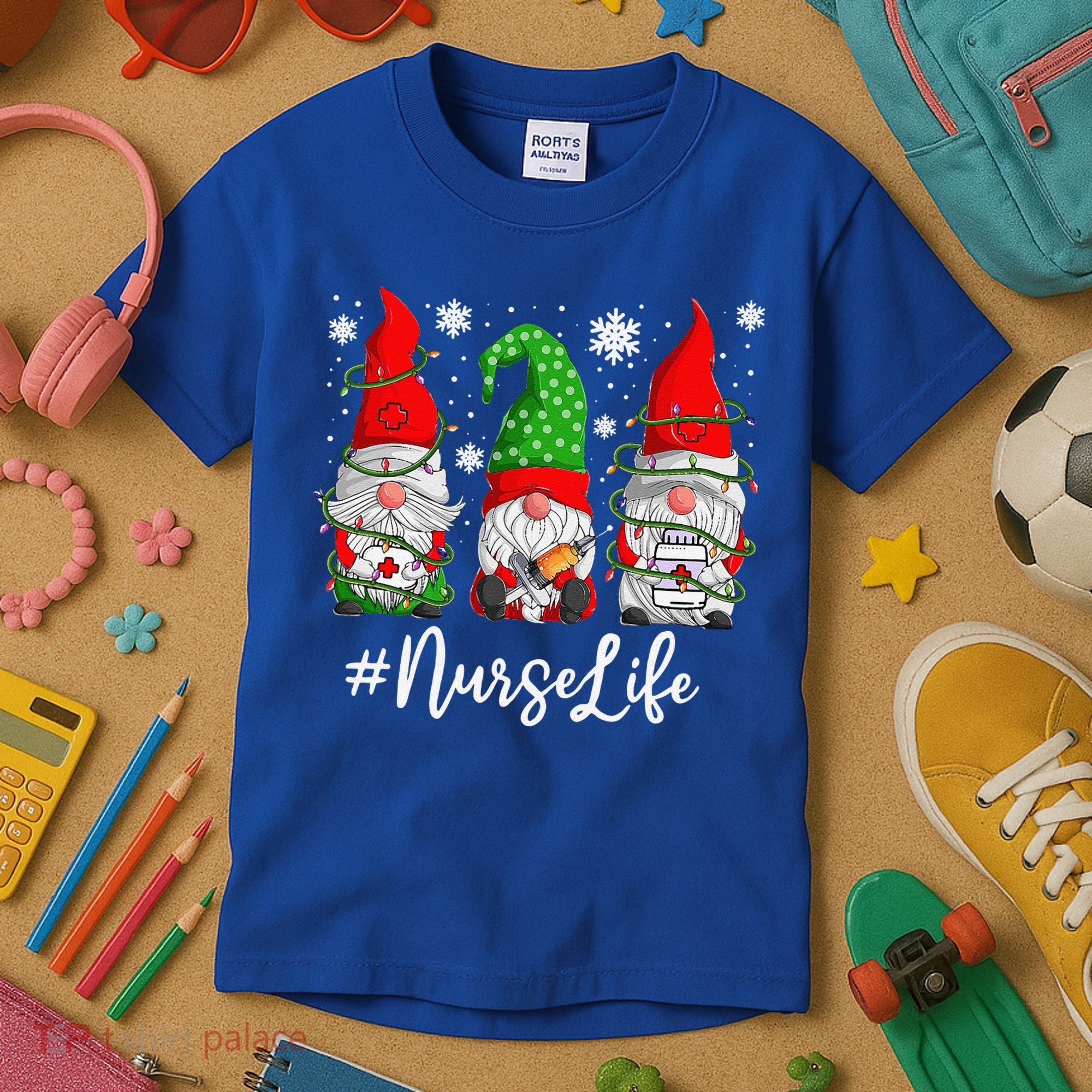 Gnomes Nurse Life Funny Christmas Holiday Funny Kids T-Shirt