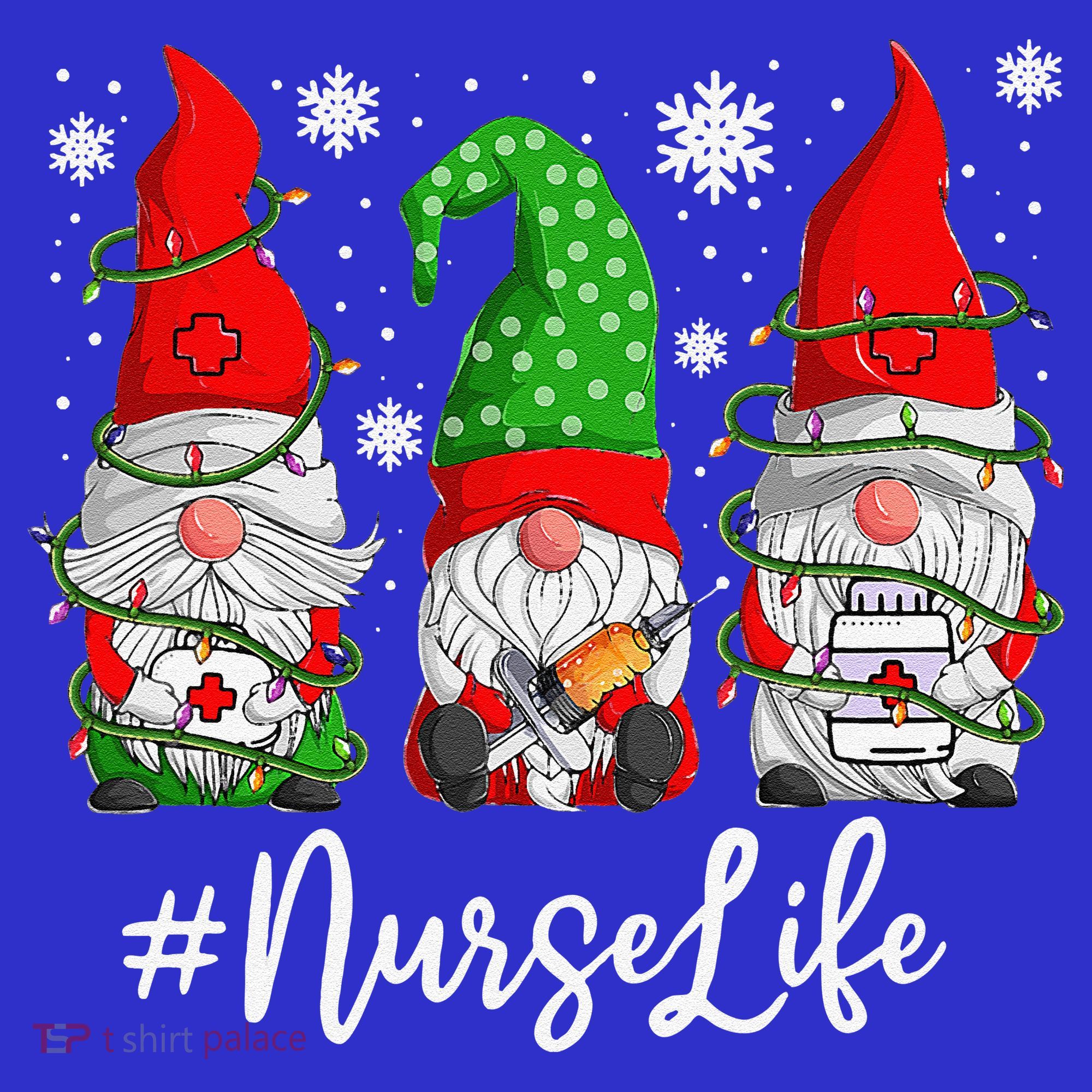 Gnomes Nurse Life Funny Christmas Holiday Funny Kids T-Shirt