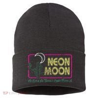 Groovy Neon Moon Lyrics Music 70s Retro Cactus Sustainable Knit Beanie thumb 0