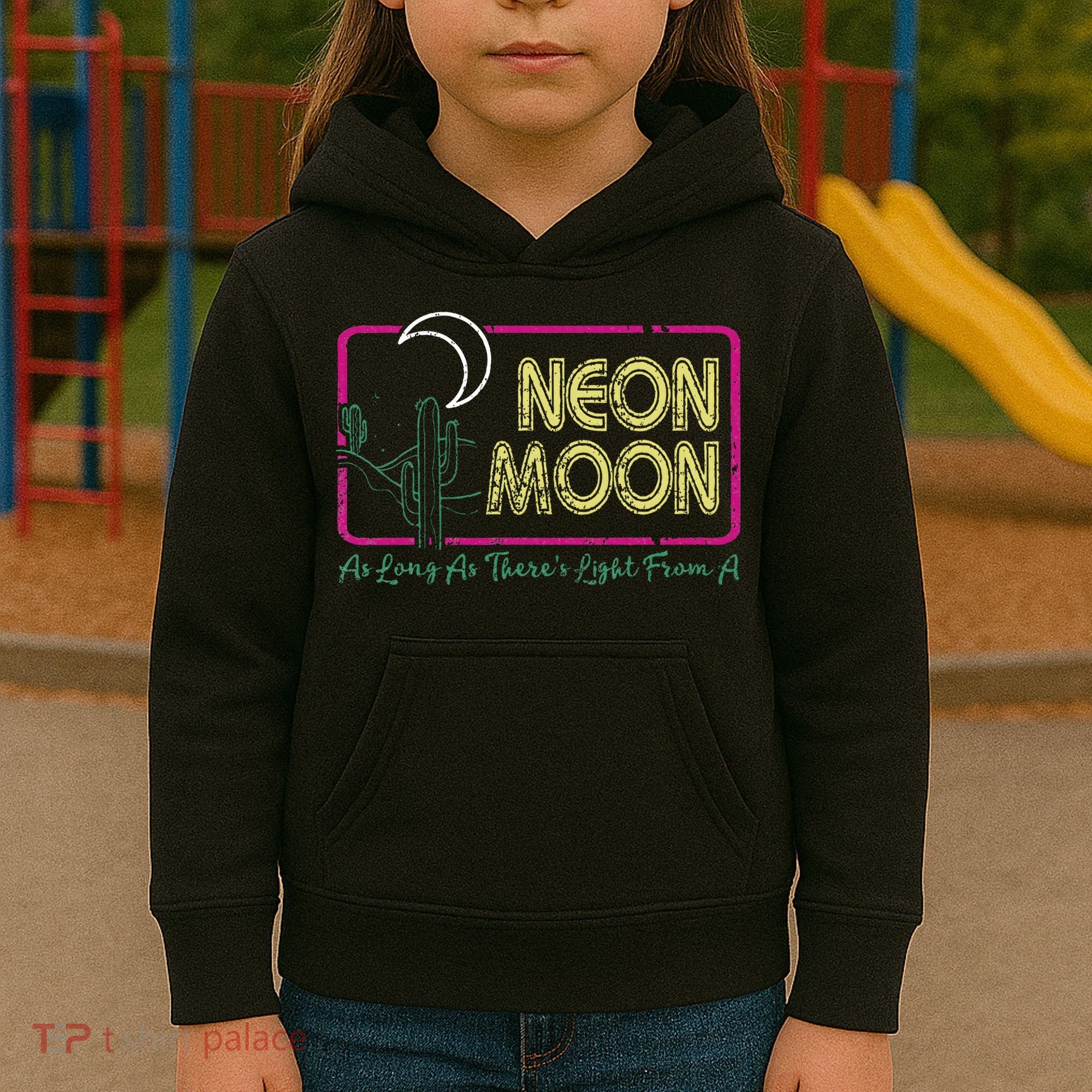Groovy Neon Moon Lyrics Music 70s Retro Cactus Kids Hoodie