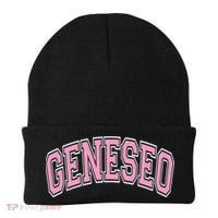 Geneseo Ny New York Varsity Style Pink Text Meaningful Gift Beanie thumb 0