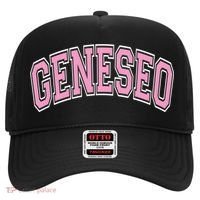 Geneseo Ny New York Varsity Style Pink Text Meaningful Gift Hat thumb 0